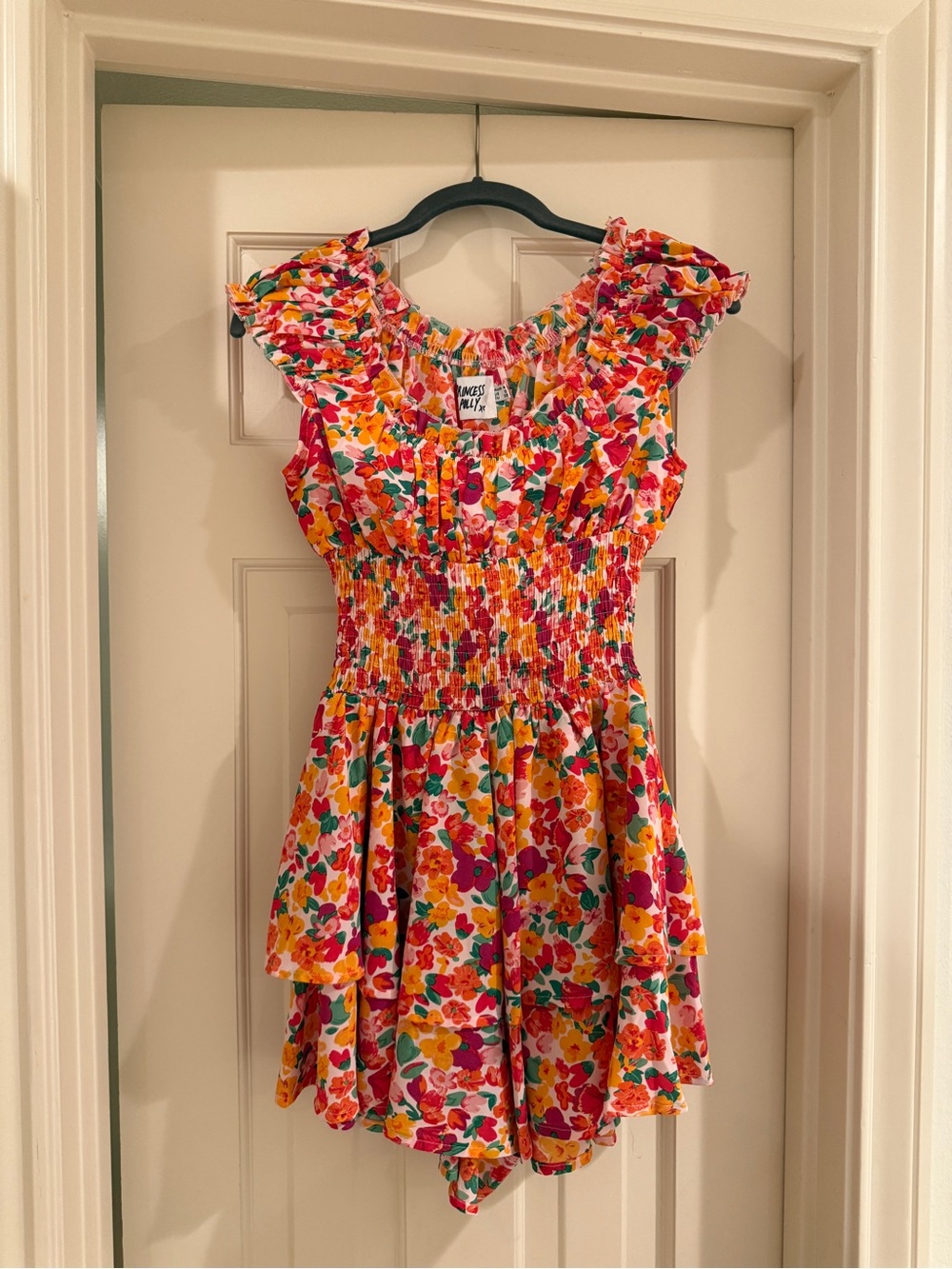 Princess Polly Floral Smocked Mini Dress - Pink, Yellow & Green